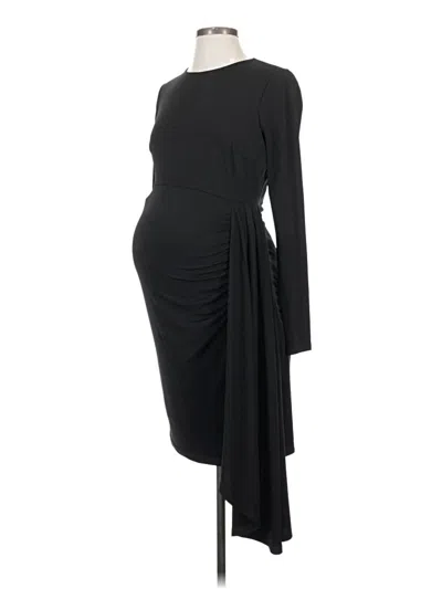 Pre-owned A Pea In The Pod Long Sleeve Top Black One Shoulder Neckline Tops