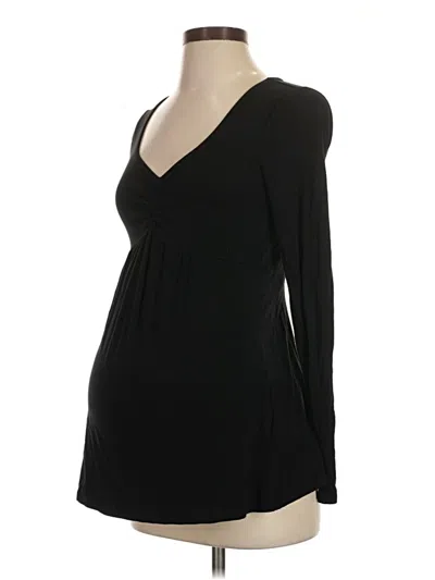 Pre-owned A Pea In The Pod Long Sleeve Top Black Sweetheart Neckline Tops