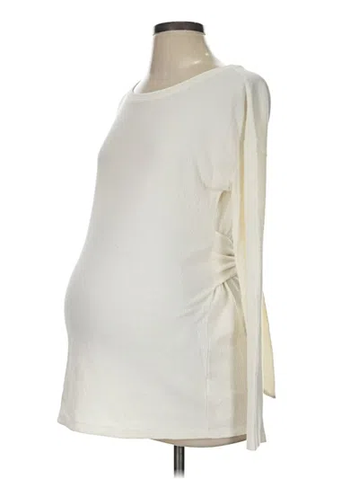 Pre-owned A Pea In The Pod Long Sleeve Top Ivory Boatneck Tops