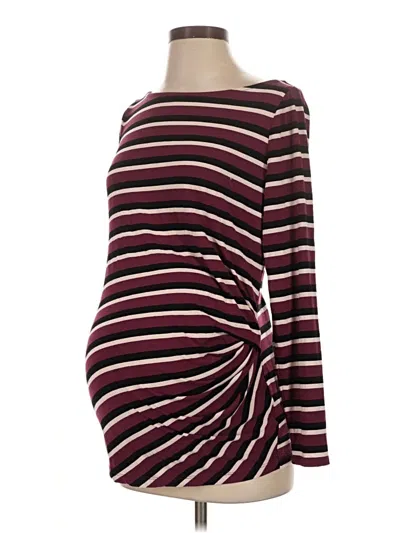 Pre-owned A Pea In The Pod Long Sleeve T-shirt In Burgundy