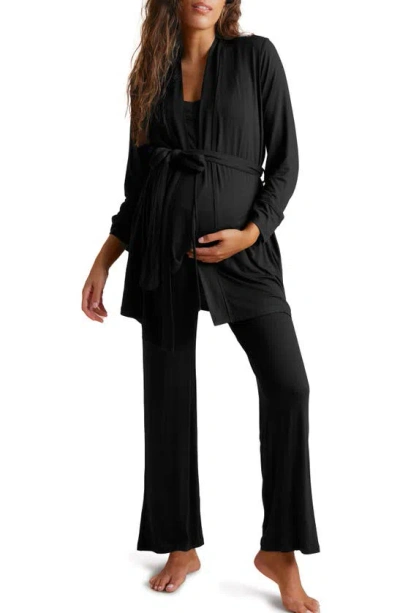 A Pea In The Pod Maternity/nursing Dressing Gown & Pyjamas In Black