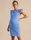 A Pea In The Pod Tiered Ruffle Sleeve Ponte Knit Sheath Maternity Dress In Multi