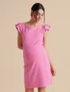 A Pea In The Pod Tiered Ruffle Sleeve Ponte Knit Sheath Maternity Dress In Pink