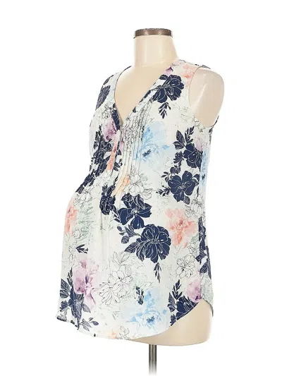 Pre-owned A Pea In The Pod Sleeveless Blouse In Blue