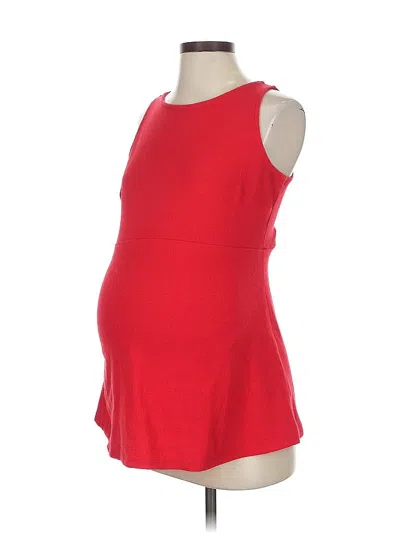 Pre-owned A Pea In The Pod Sleeveless Top Red Halter Neckline Tops