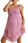 A PEA IN THE POD SMOCKED TIE STRAP MATERNITY DRESS