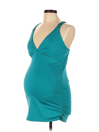 Pre-owned A Pea In The Pod Swimsuit Top Blue Swimwear