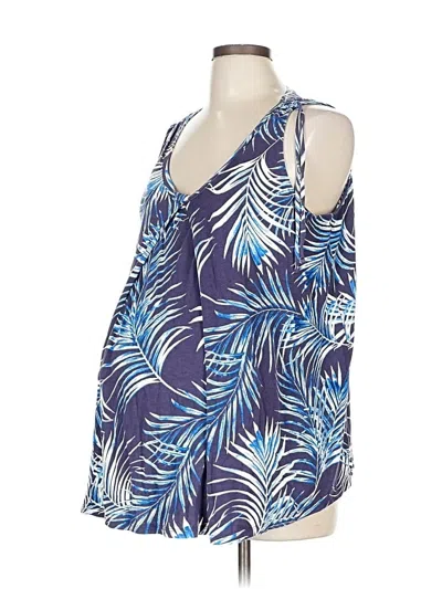Pre-owned A Pea In The Pod Tank Top Blue Cold Shoulder Neckline Tops