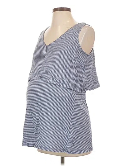 Pre-owned A Pea In The Pod Tank Top Blue Cold Shoulder Neckline Tops