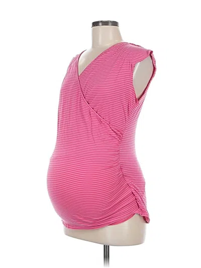 Pre-owned A Pea In The Pod Tank Top Pink Plunge Neckline Tops