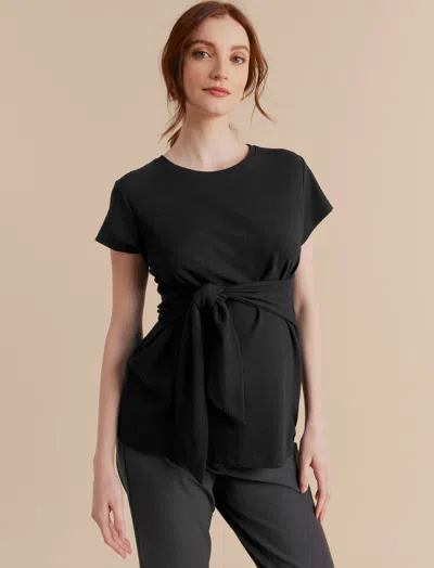 A Pea In The Pod Tie Front Textured Maternity Top In Black