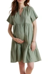 A Pea In The Pod Tiered Cotton Maternity Dress In Deep Sage