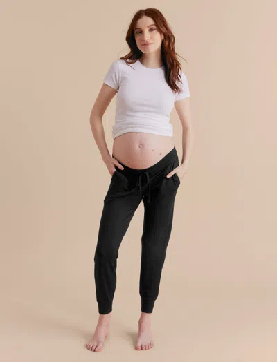 A Pea In The Pod Under The Belly French Terry Maternity Jogger Pant In Black