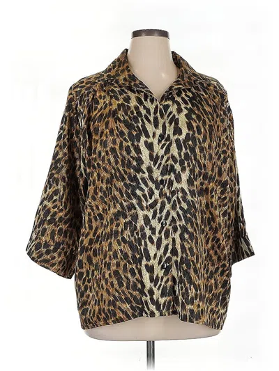 Pre-owned A Personal Touch 3/4 Sleeve Blouse In Brown