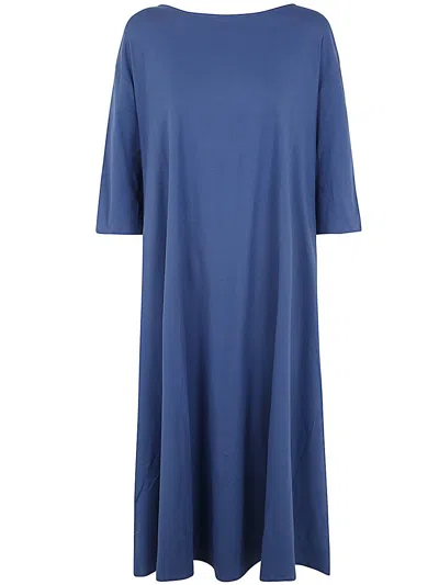 A Punto B 3/4 Sleeves Crew Neck Dress In Blue