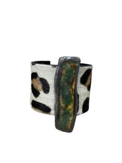 A Rare Bird Cheetah Cuff Bracelet In Cheetah Print In Black