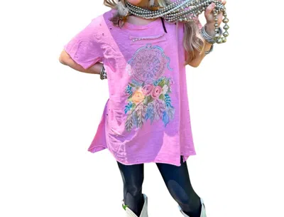 A Rare Bird Dream Catcher Tattered Shirt In Pink