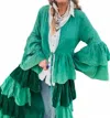 A Rare Bird Floor Length Ruffled Duster In Green In Green