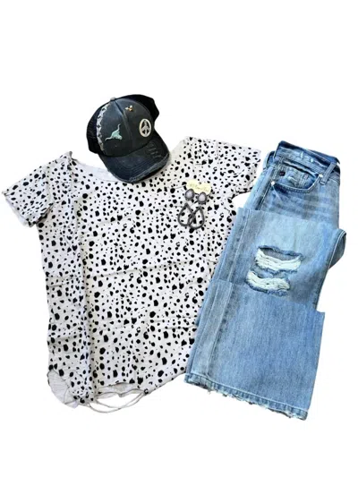 A Rare Bird Women's Animal Print Rip Pocket Tee In Light Pink