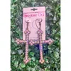 A Rare Bird Women's Iridescent Crystal Bronze Cross Earrings In Pink In Pink