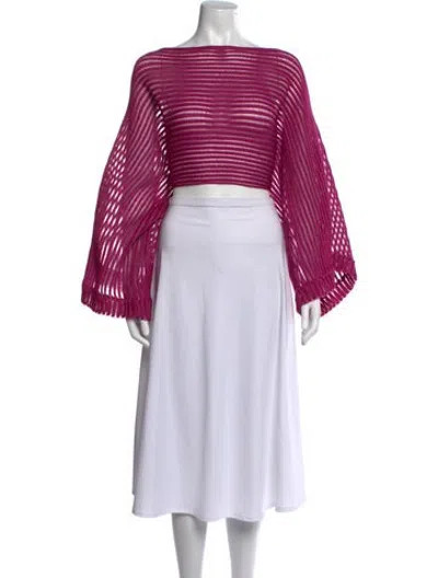 Pre-owned A. Roege Hove Bateau Neckline Long Sleeve Crop Top W/ Tags In Pink