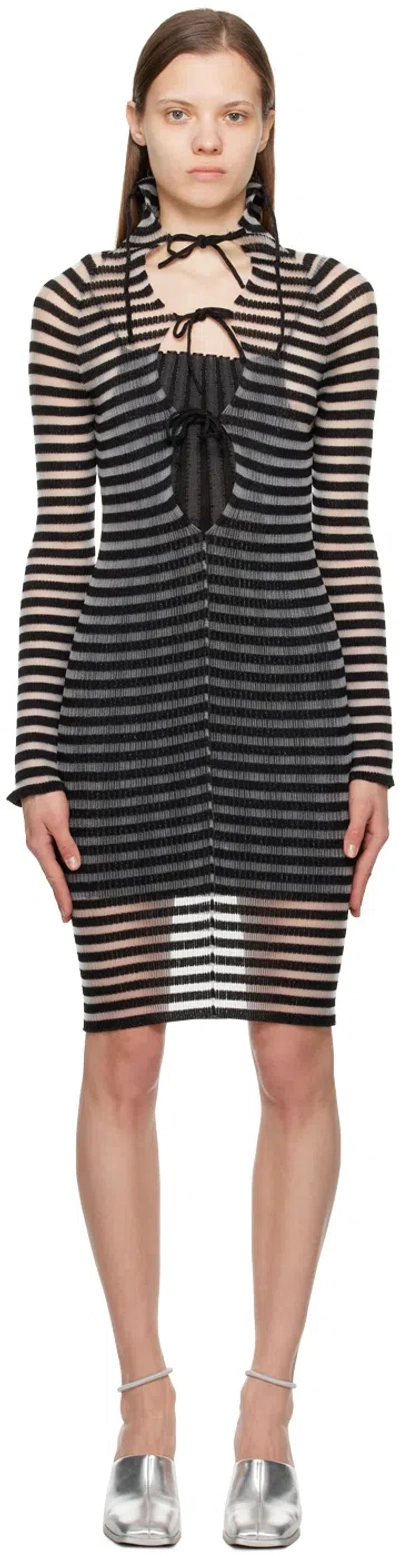 A. Roege Hove Black & White Ivy Midi Dress In Black Stripes
