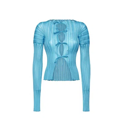 A. Roege Hove Blue Cotton Women's Cardigan