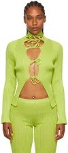 A. Roege Hove Green Nylon & Cotton Cardigan In Lime