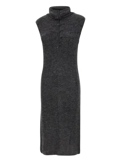 A. Roege Hove Marie High-neck Buttoned Dress In Gray