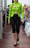 A. Roege Hove Olga Asymmetric Organic Cotton-nylon Cardigan In Green