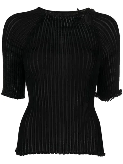 A. Roege Hove Patricia Ribbed Cotton-blend Top In Black