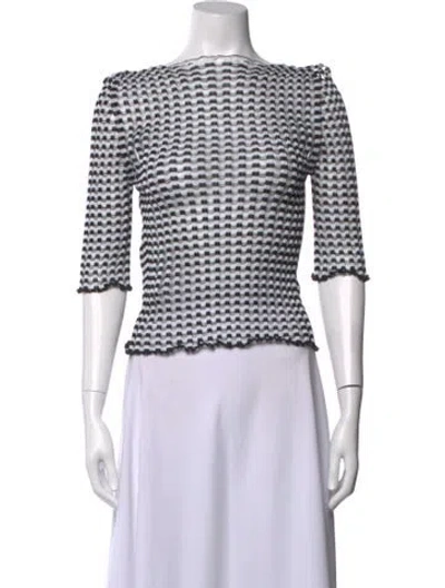 Pre-owned A. Roege Hove Patterned Scoop Neck Top In White