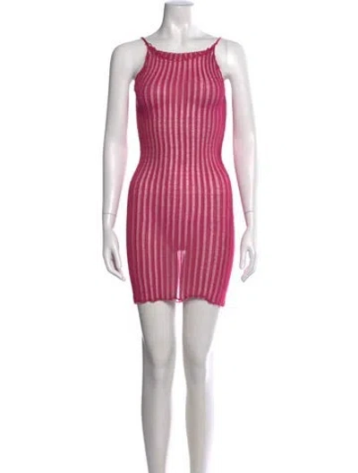 Pre-owned A. Roege Hove Striped Mini Dress In Pink