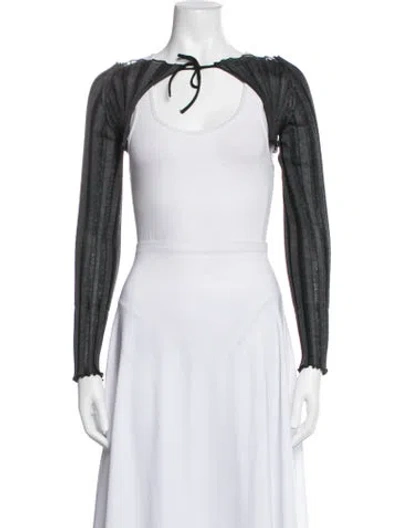 Pre-owned A. Roege Hove Tie Neck Long Sleeve Top In White