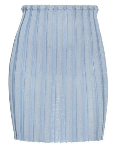 A. Roege Hove Woman Mini Skirt Sky Blue Size M Cotton, Nylon