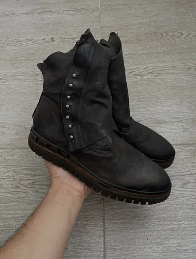 Pre-owned A S 98 Crazy A.s 98 Avant Garde Leather Biker Boots Guidi Style In Black