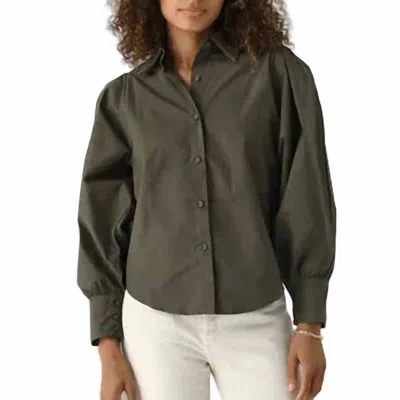 A Shirt Thing Charlotte Poplin Top In Olive In Green