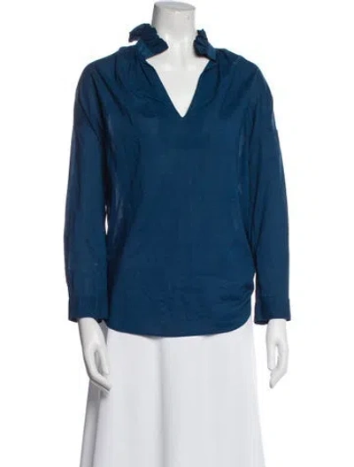 Pre-owned A Shirt Thing Cowl Neck Long Sleeve Blouse In Blue