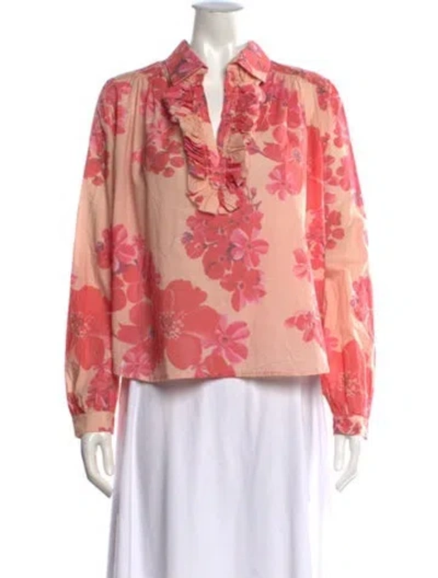 Pre-owned A Shirt Thing Floral Print V-neck Blouse W/ Tags In Pink