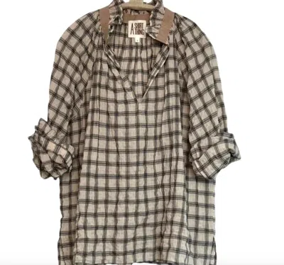 A Shirt Thing Josephine Plaid Shirt In Ivory In Black