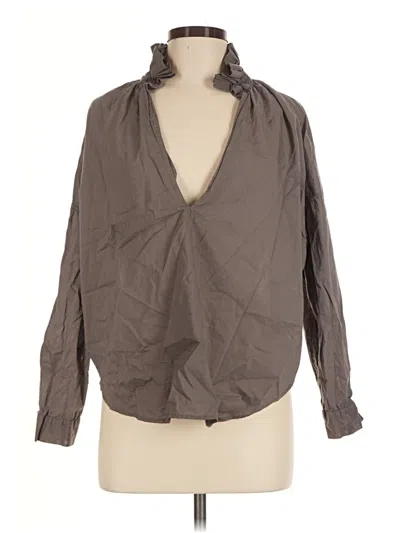 Pre-owned A Shirt Thing Long Sleeve Blouse In Brown