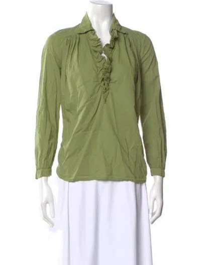 Pre-owned A Shirt Thing Long Sleeve Blouse In Green