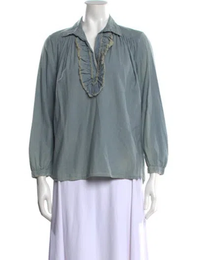 Pre-owned A Shirt Thing Long Sleeve Blouse W/ Tags In Blue