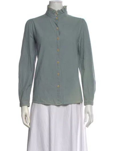 Pre-owned A Shirt Thing Long Sleeve Button-up Top In Blue