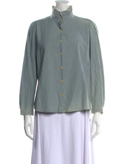 Pre-owned A Shirt Thing Long Sleeve Button-up Top W/ Tags In Blue