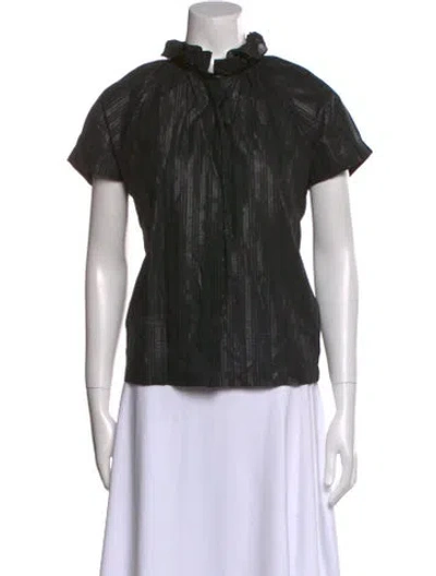 Pre-owned A Shirt Thing Mock Neck Short Sleeve Blouse In Multi