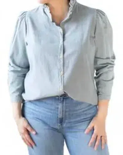 A Shirt Thing Peggy Denim Button Down Shirt In Light Wash In Silver