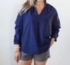 A Shirt Thing Penelope Cabo Top In Navy