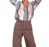 A Shirt Thing Penelope Long Sleeve Top In Carnation Stripe In Multi