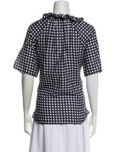 Pre-owned A Shirt Thing Plaid Print Crew Neck Top W/ Tags In Blue/white